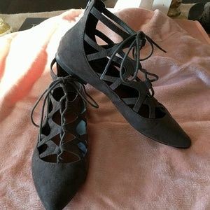 StitchFix • Grey lace up ballet flats